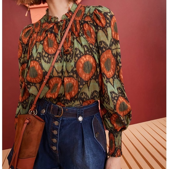 Ulla Johnson Tops - NWOT Ulla Johnson Metallic Long-Sleeve Anita Blouse